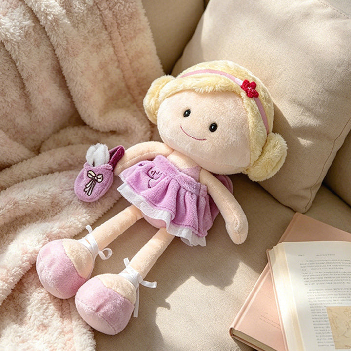 Soft Plush Doll with Embroidered Face, Star-Pattern Dress and Cuddly Pigtails Stornfield