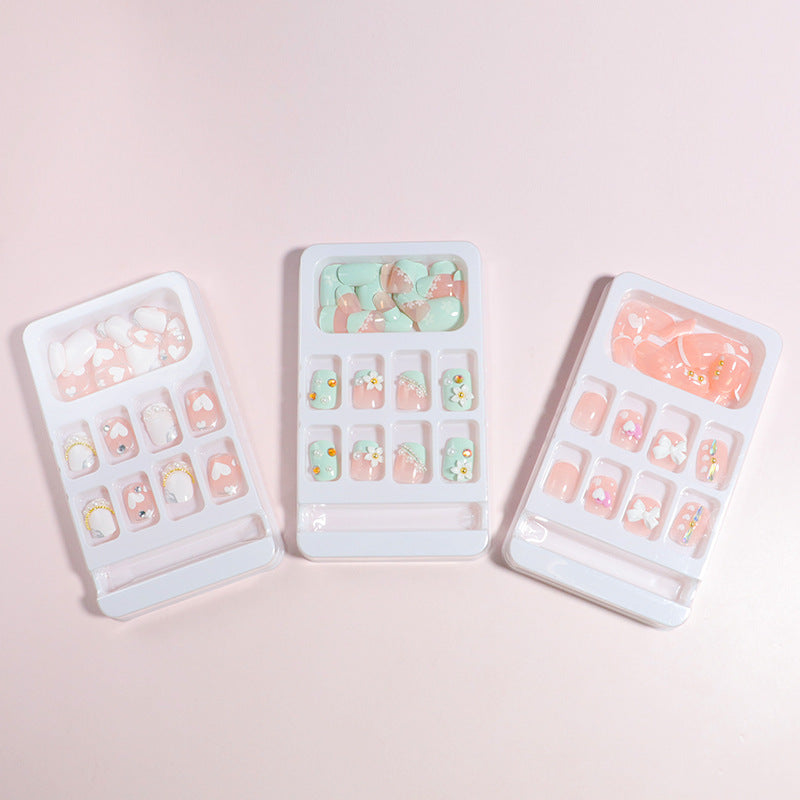Decorative Press-On Nail Art Set with Bow Accents Stornfield