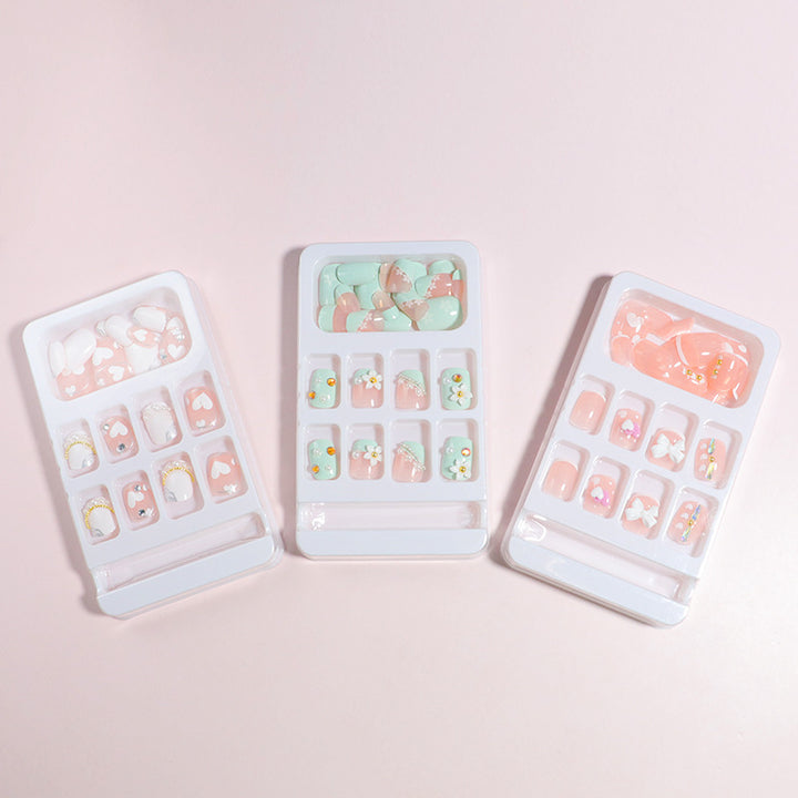 Decorative Press-On Nail Art Set with Bow Accents Stornfield