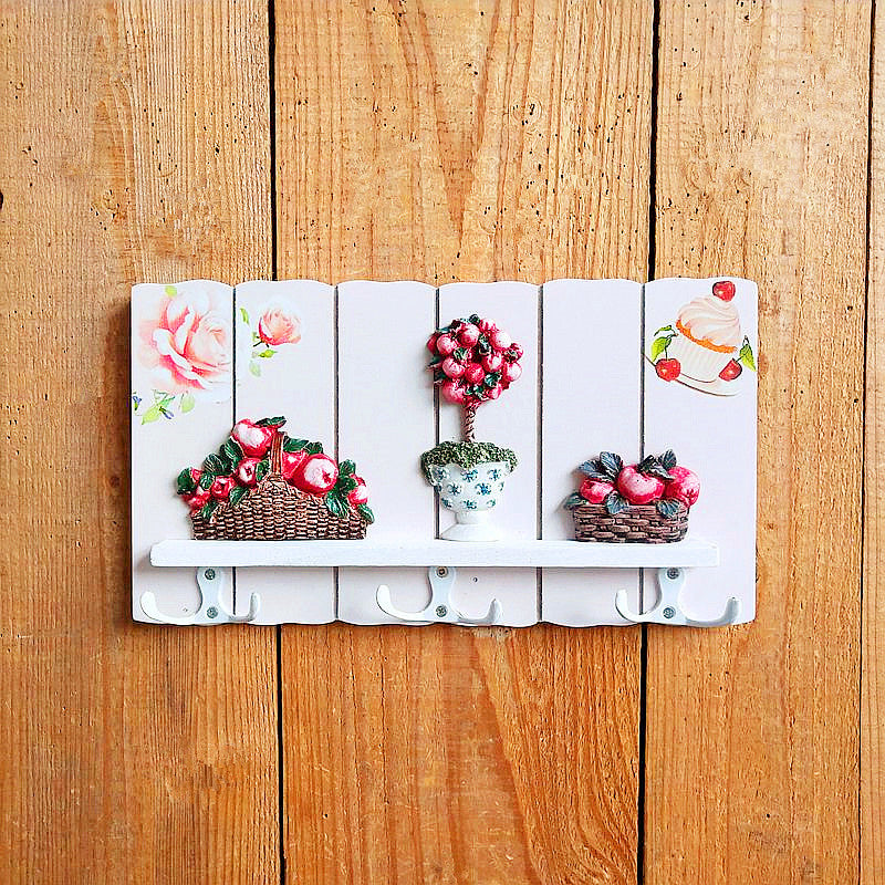 Decorative Wall Hook Rack with Flower Design