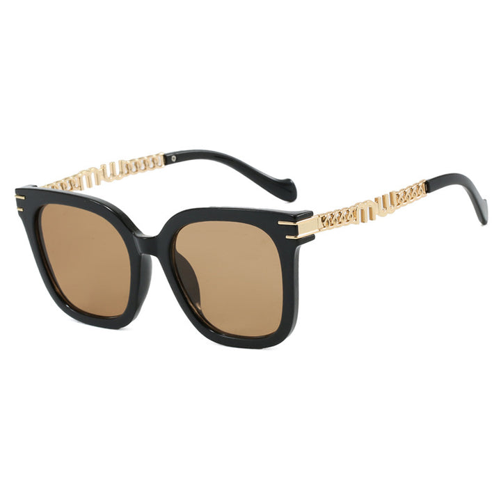 Ladies trendy square sunglasses with elegant frame and stylish gold accent Stornfield