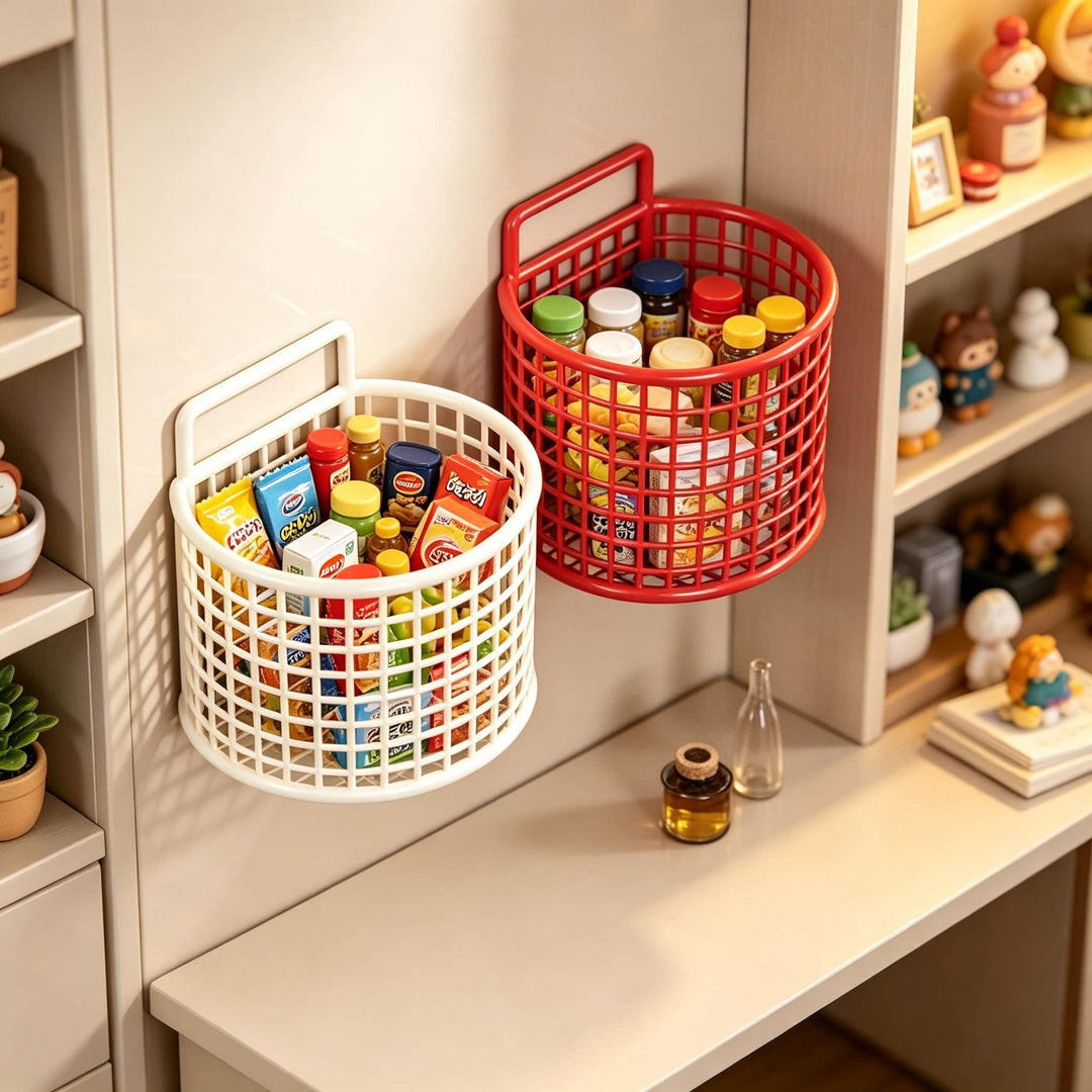 Wall-Mounted Ventilated Plastic Bathroom Organizer Basket for Toiletries and Razors