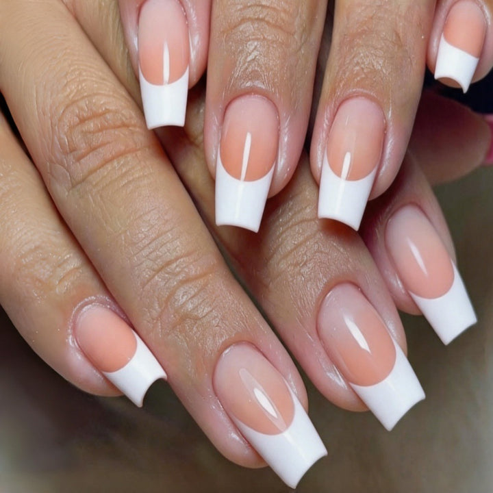 Artificial nails with modern French tip style Stornfield