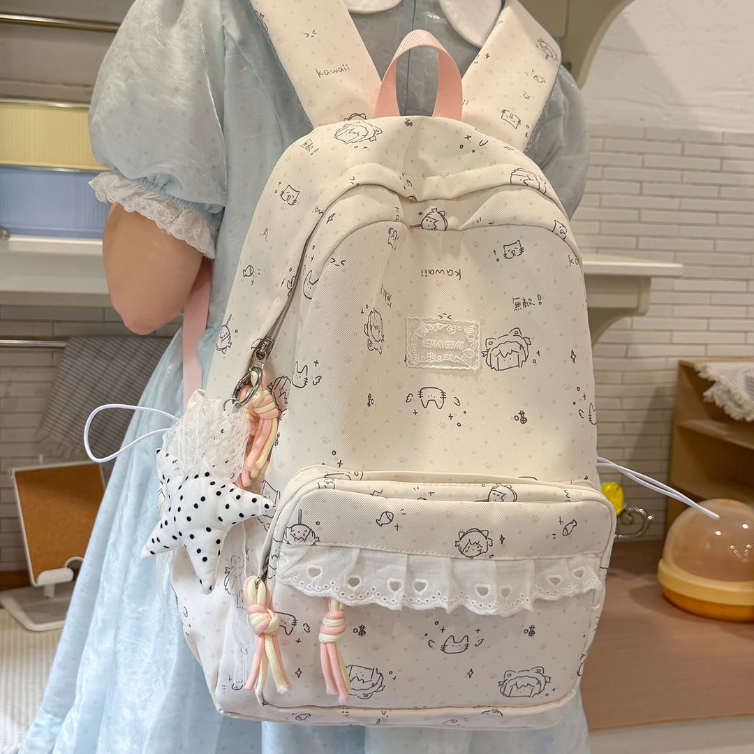 Whimsical Character Print School Backpack Stornfield