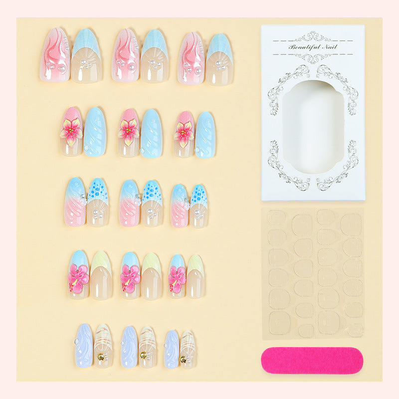 Decorative Press-On Nail Art Set with Premium Floral Designs Stornfield