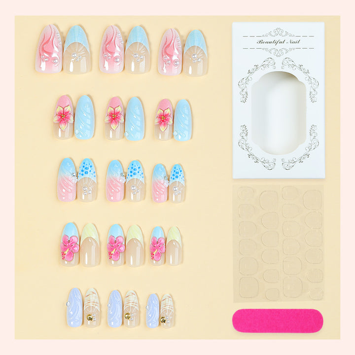 Decorative Press-On Nail Art Set with Premium Floral Designs Stornfield