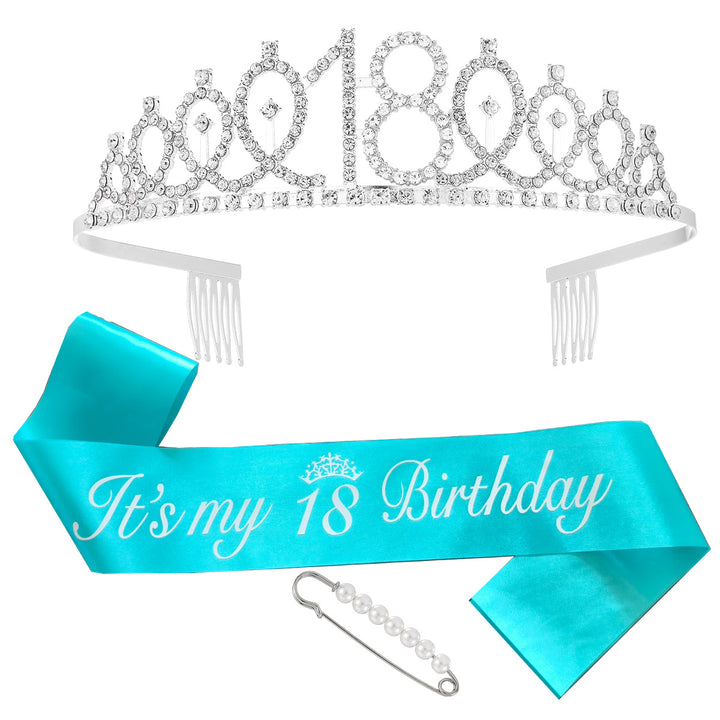 Women's birthday crown and sash set with glitter stones Stornfield