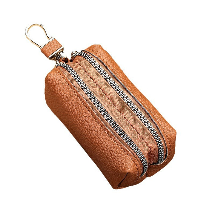 Textured Leather Zippered Pencil Case