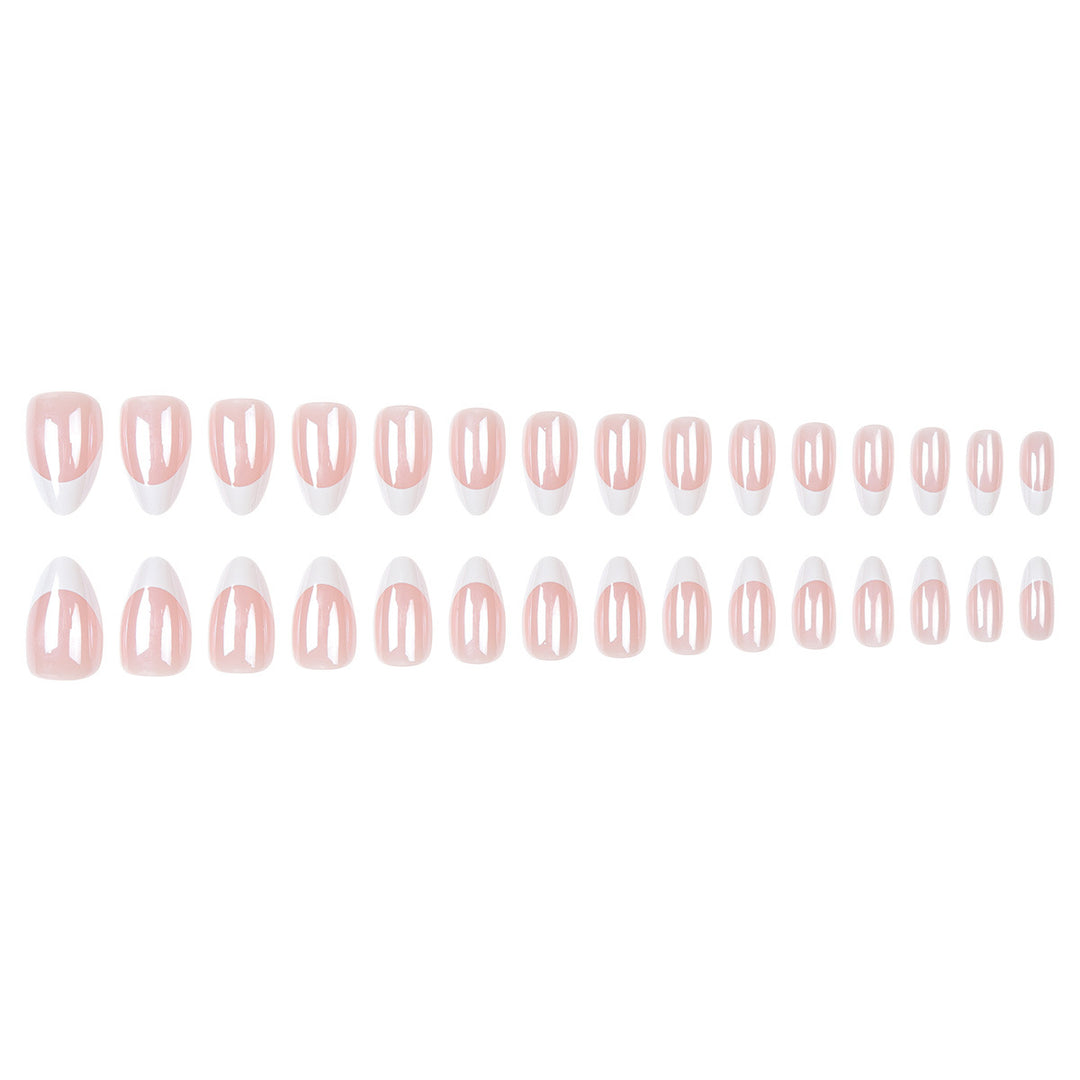 Premium Glossy French Tip Press-On Nails Stornfield