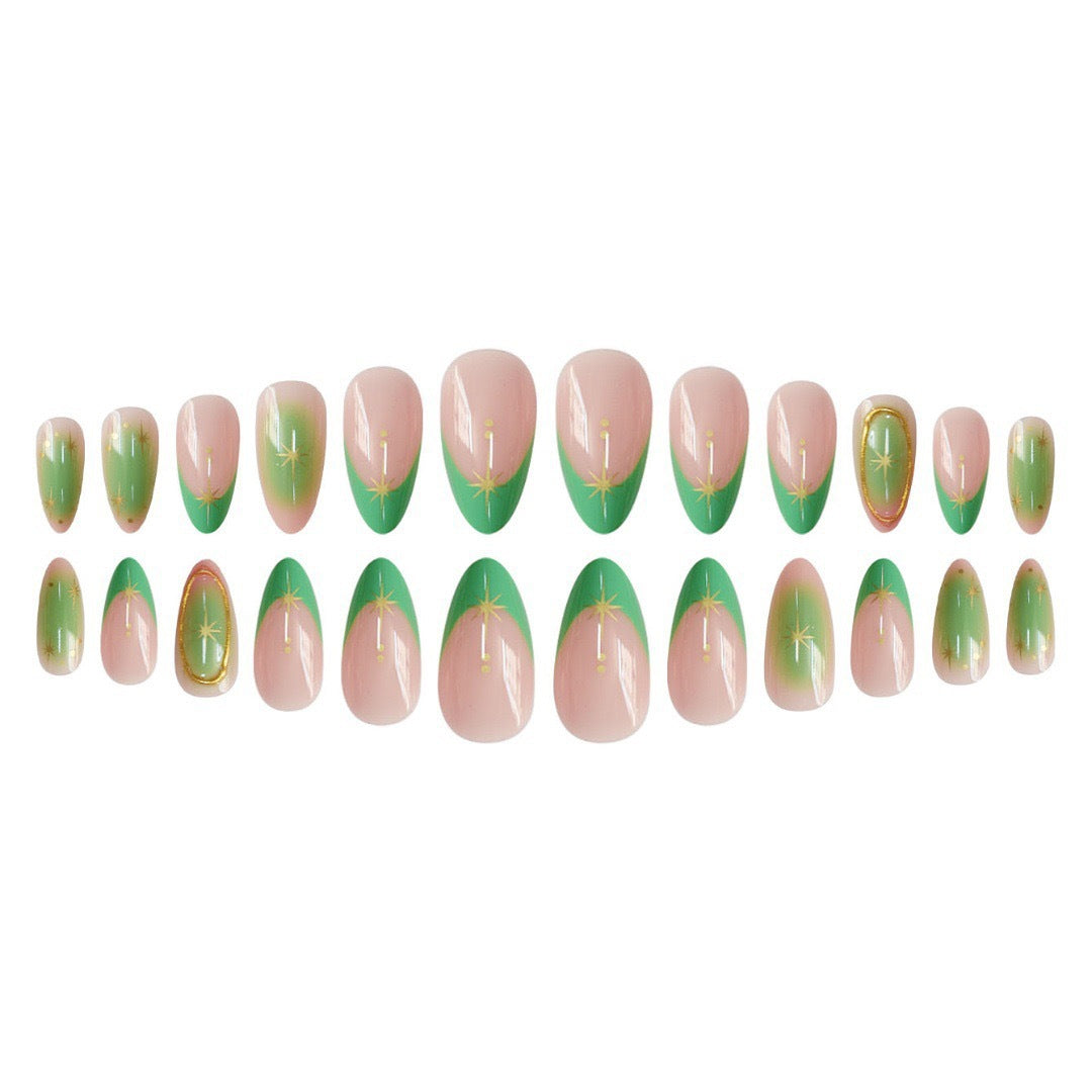 Artistic Gel Nail Enhancements with Gold Accents Stornfield