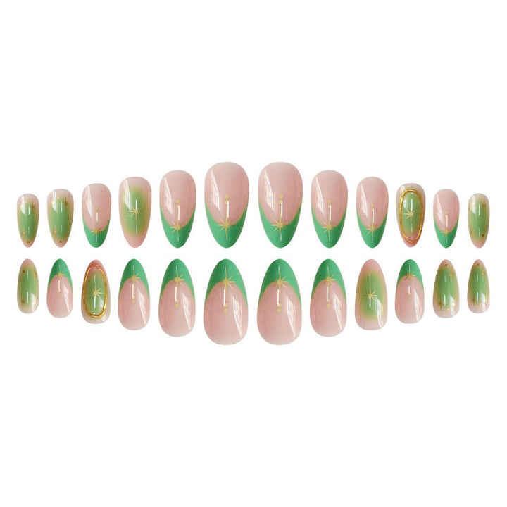 Artistic Gel Nail Enhancements with Gold Accents Stornfield