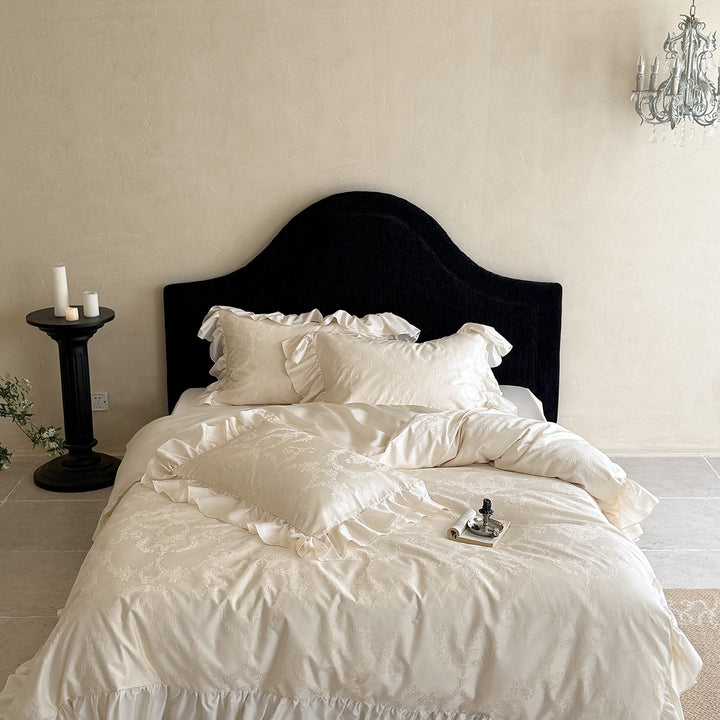 Ruffled Jacquard Sateen Duvet Cover Set