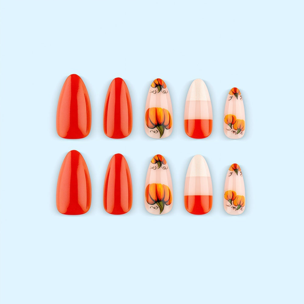 Artificial nails with autumn pumpkin design Stornfield