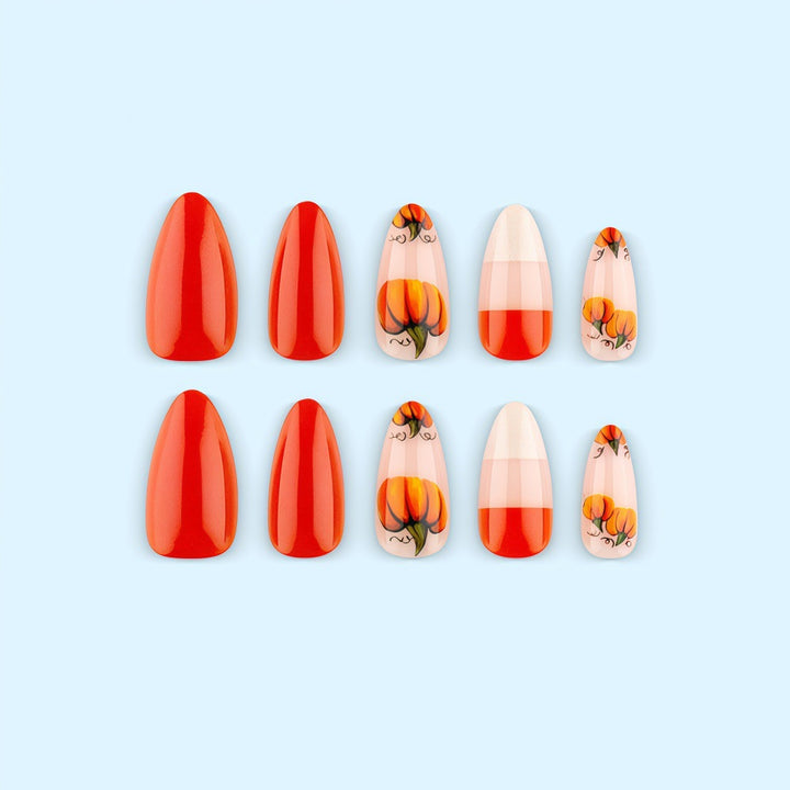 Artificial nails with autumn pumpkin design Stornfield