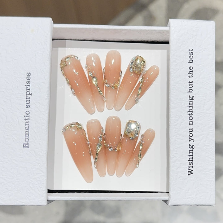 Artificial nails with Romantic Glamour Design Stornfield