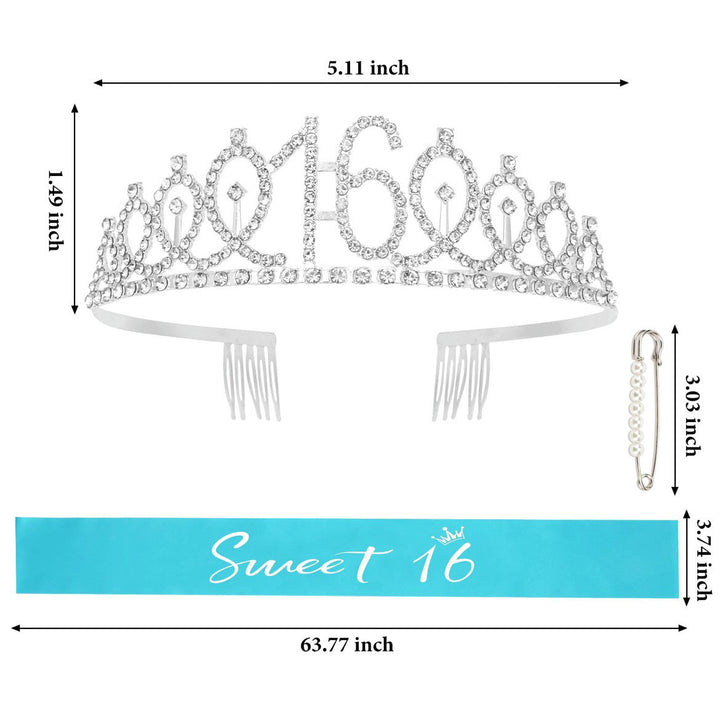 Women's birthday crown and sash set with glitter stones Stornfield