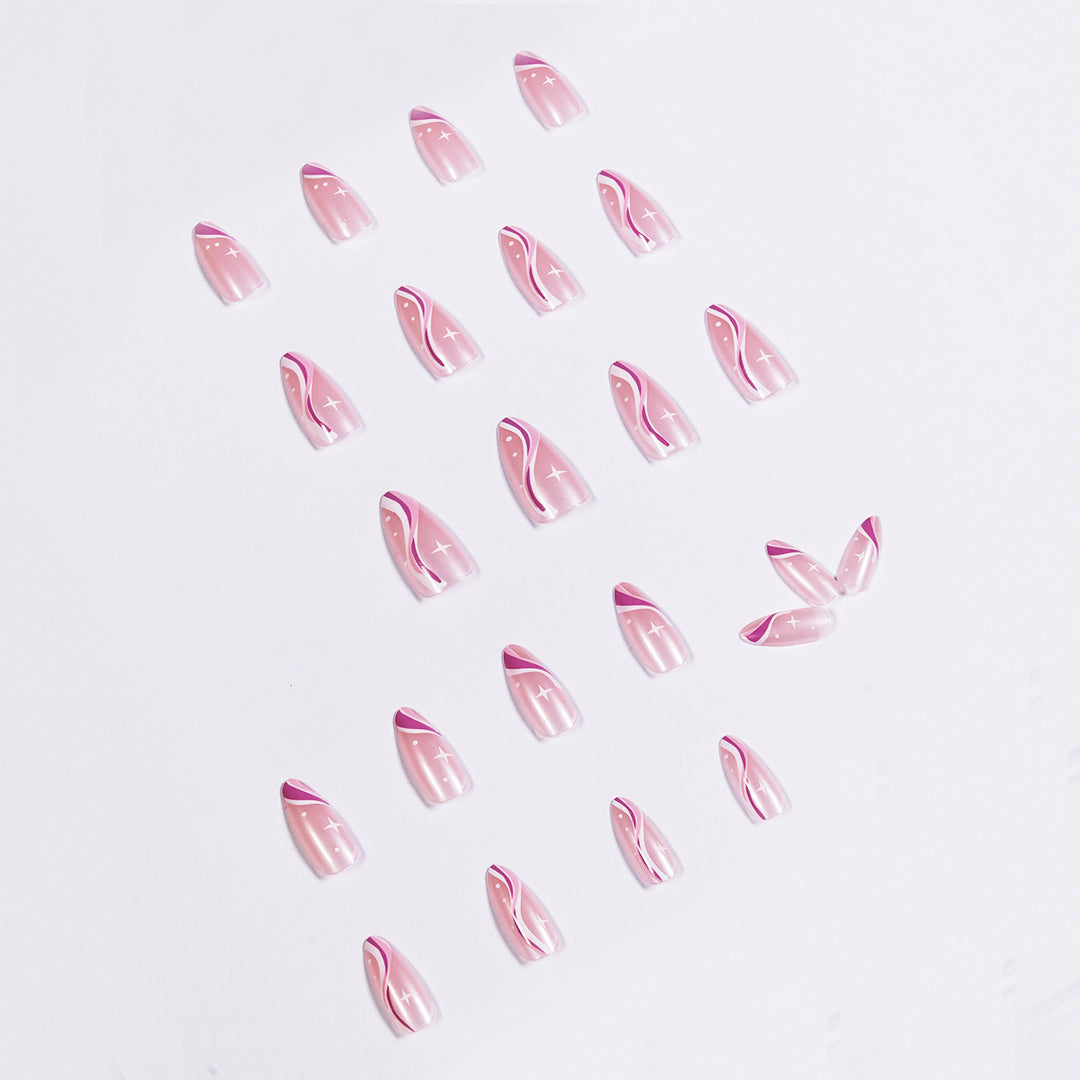 Elegant artistic nail extensions with delicate gradient and accented lines Stornfield
