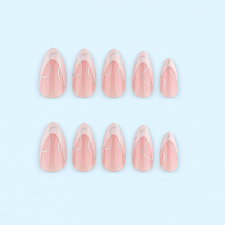 Artificial nails with elegant French design and curved accents Stornfield
