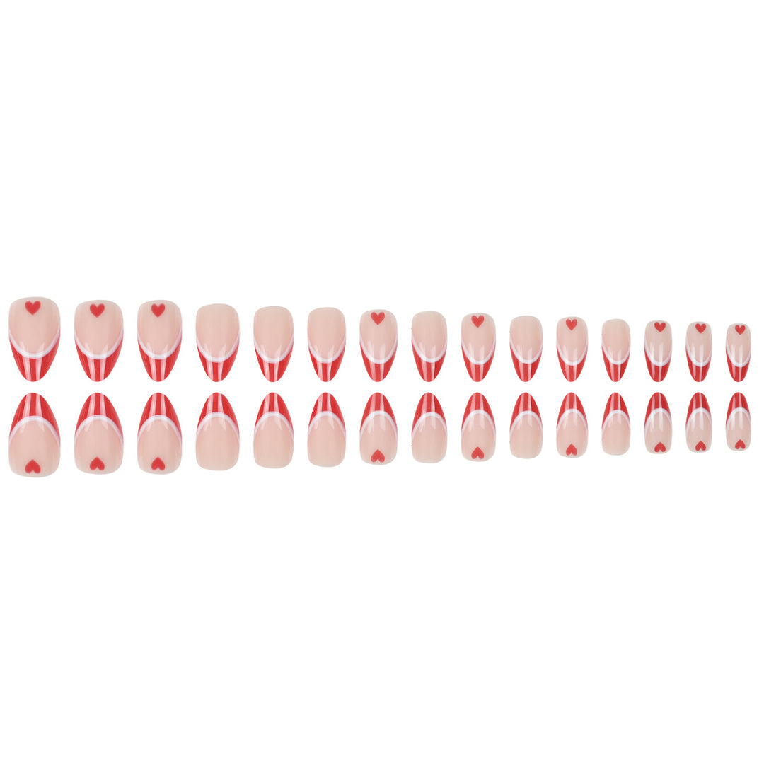 Heart-Design French Tip Press-On Nails Stornfield