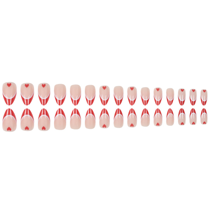 Heart-Design French Tip Press-On Nails Stornfield