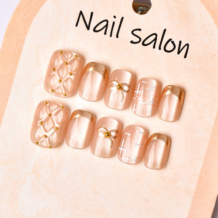 Decorative Gold-Accent Press-On Nail Art Set Stornfield