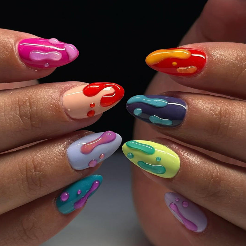 Artistic Drip-Inspired Press-On Nail Art Stornfield