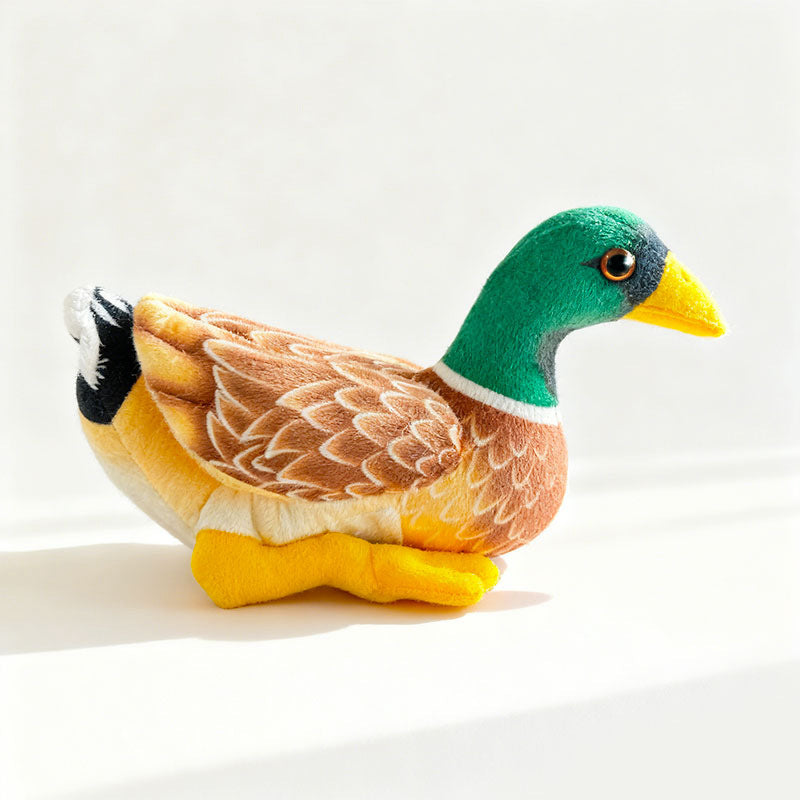 Mallard Duck Plush Companion with Embroidered Feather Pattern & Weighted Base Stornfield
