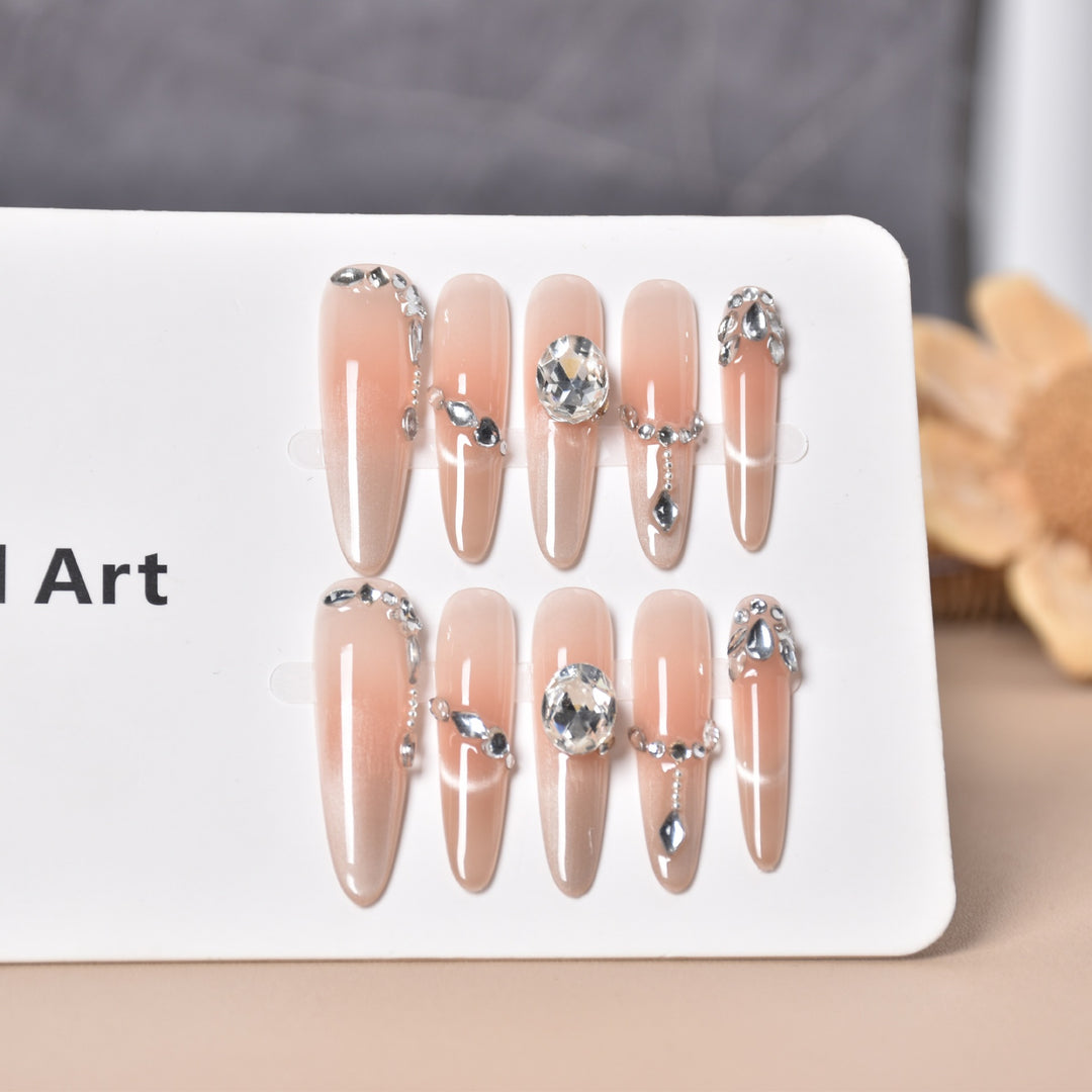 Decorative Press-On Nails with Gem Accents Stornfield