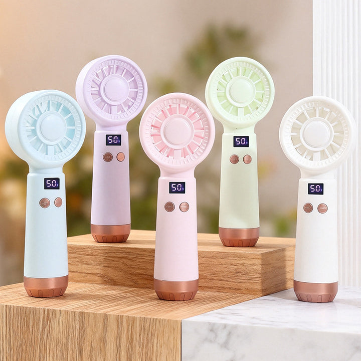 Cooling portable rechargeable bladeless handheld fan with LED speed display and USB charging Stornfield