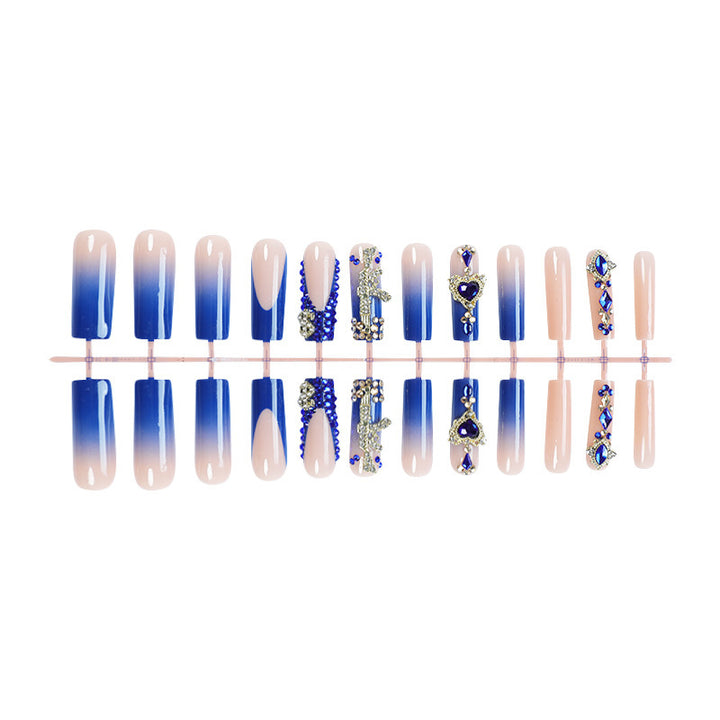 Artistic Rhinestone-Embellished Press-On Nail Art Set Stornfield