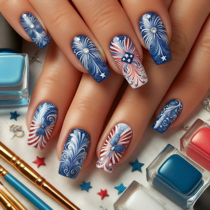 Patriotic design artificial nails Stornfield