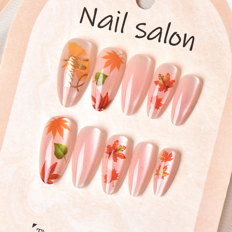 Artistic Fall Leaf Press-On Nail Art Set Stornfield