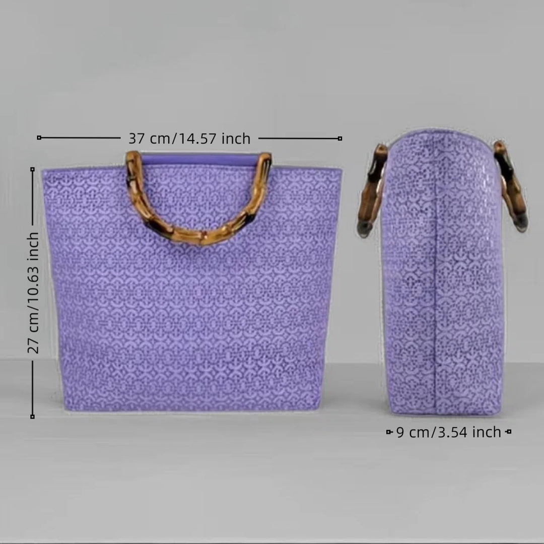 Elegant cotton bag with bamboo handles Stornfield