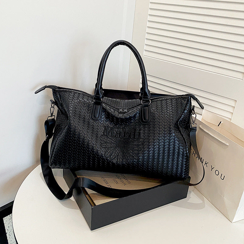 Woven Leather Weekend Duffel Bag Stornfield