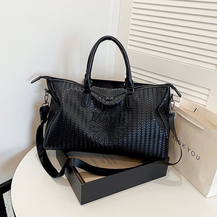 Woven Leather Weekend Duffel Bag Stornfield
