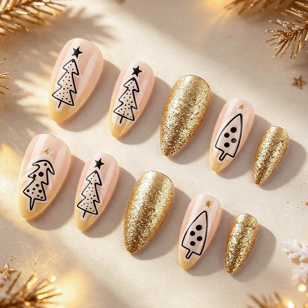 Festive Holiday-Themed Press-On Nails Stornfield