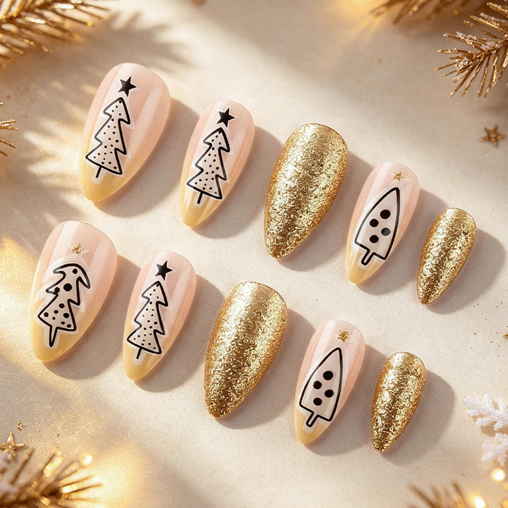 Festive Holiday-Themed Press-On Nails Stornfield