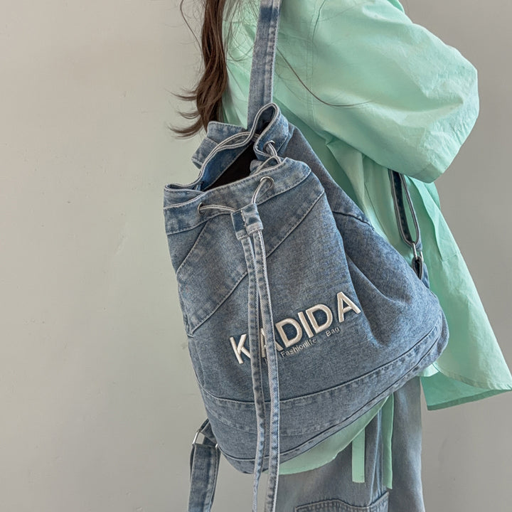 Casual Drawstring Denim Backpack Stornfield
