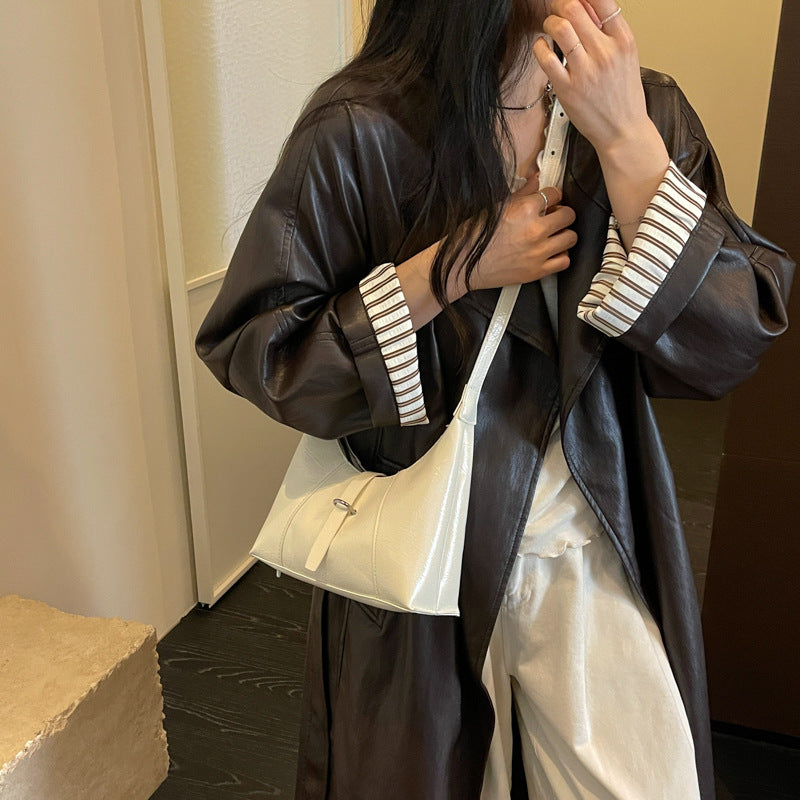 Sleek Patent Leather Hobo Bag