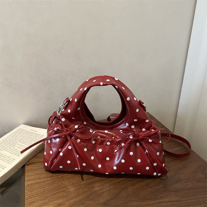 Playful Bow-Detail Polka Dot Handbag