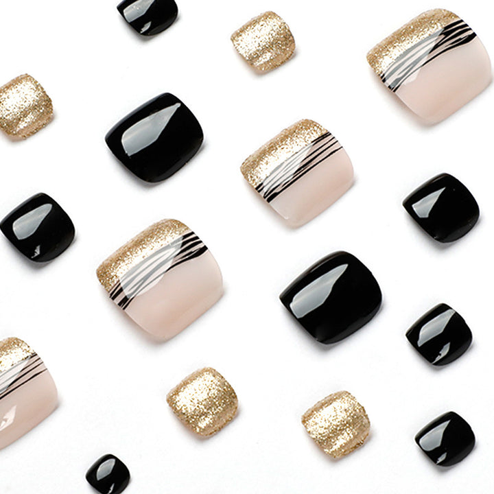 Exquisite toenail art with glitter and stripe design Stornfield