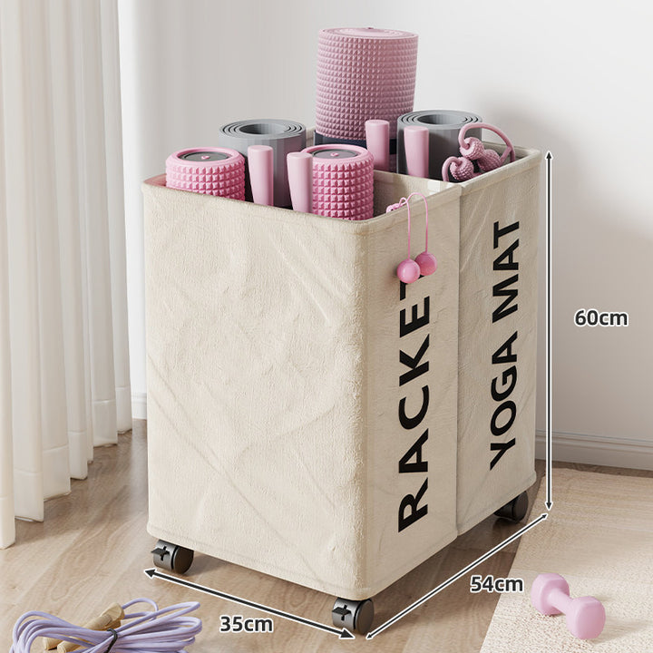 Rolling Yoga Mat and Foam Roller Storage Cart