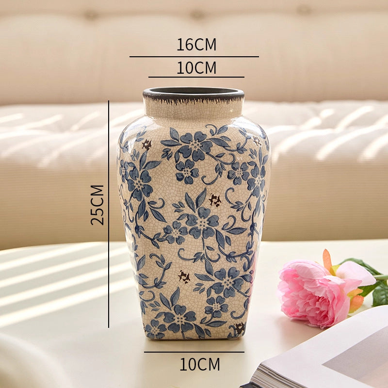 Floral-Patterned Decorative Ceramic Vase