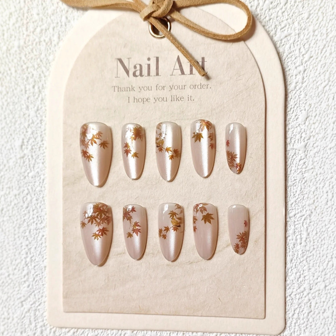 Elegant Autumn-Themed Nail Art Set