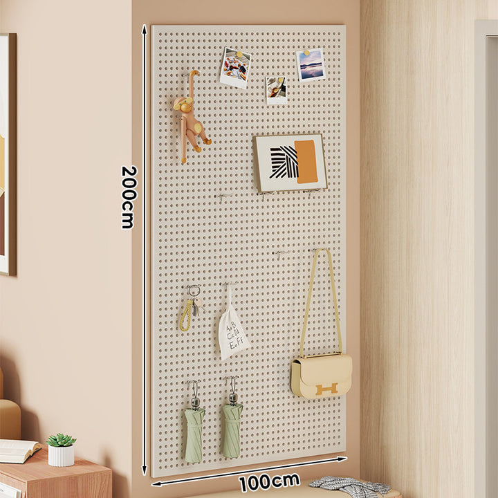 Wall-Mounted Perforated Pegboard Organizer Panel with Modular Hooks