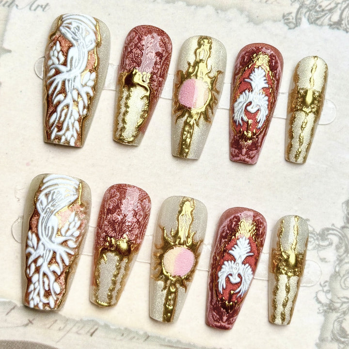 Ornate Decorative Press-On Nail Set