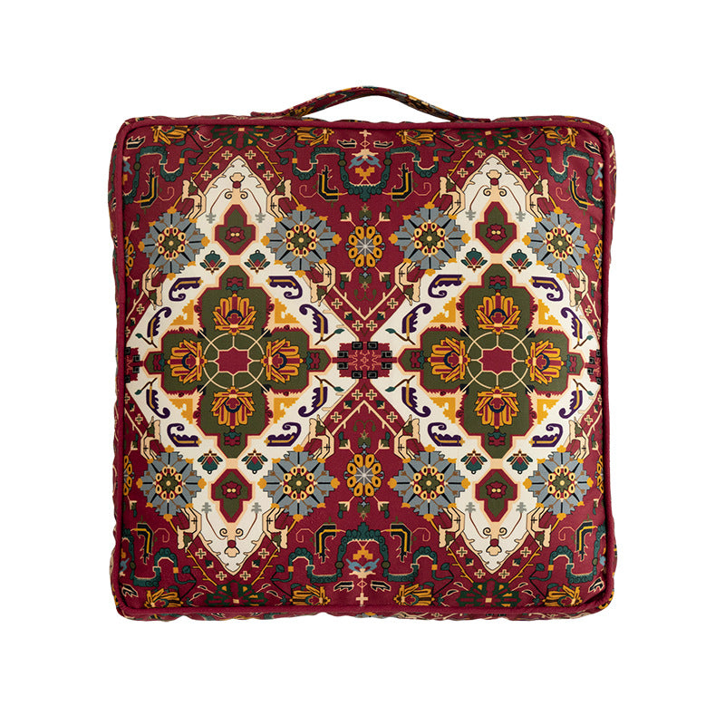 Square decorative cushion cover with oriental medallion pattern and contrasting piping Stornfield