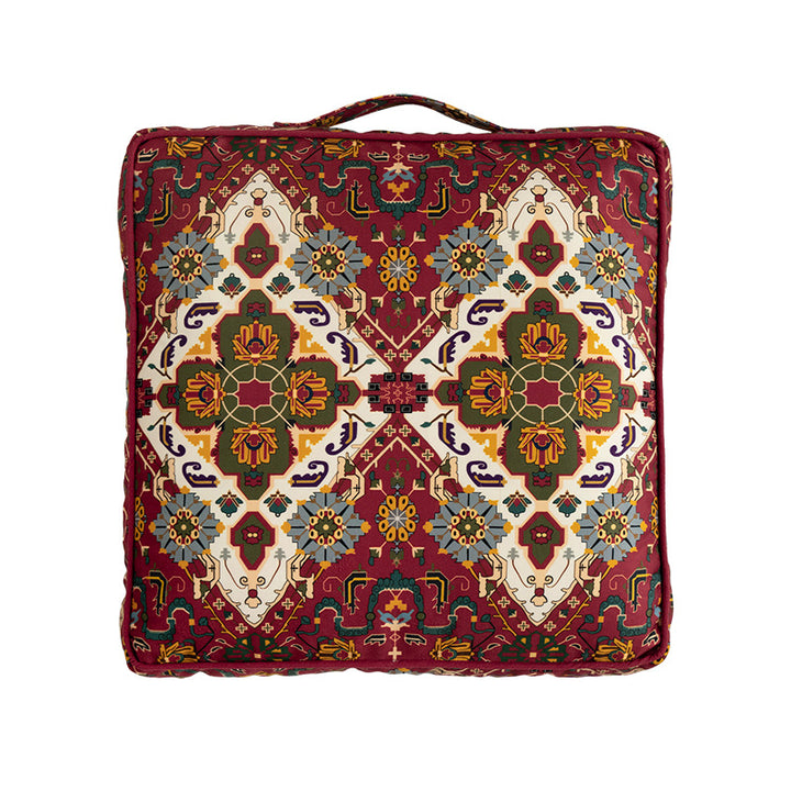 Square decorative cushion cover with oriental medallion pattern and contrasting piping Stornfield