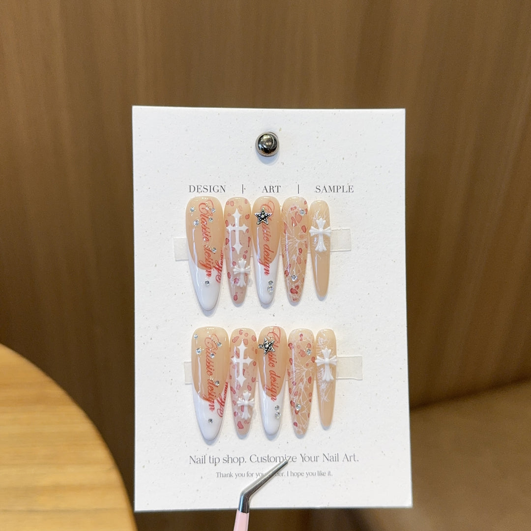 Artificial nails with artistic design and glamour accents Stornfield