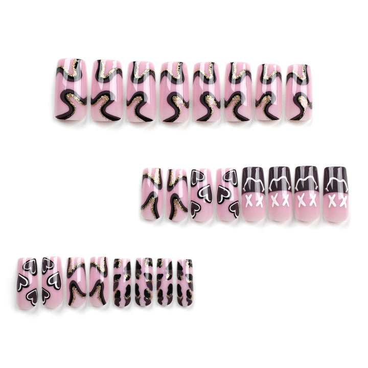 Artful nail extensions in elegant design with gold accents Stornfield